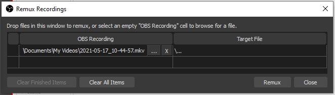 OBS Remux File