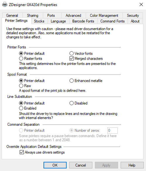 printer settings in firefox